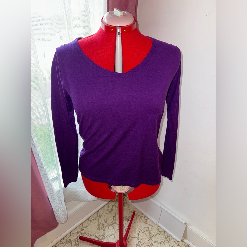 Hanes Purple Long-Sleeve Shirt